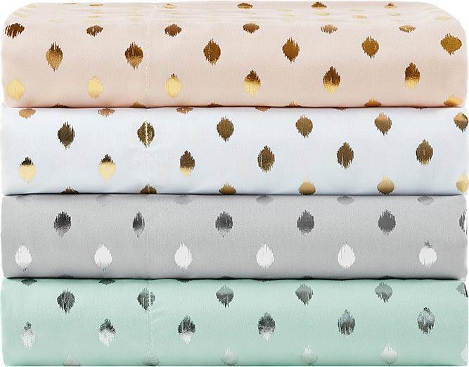 Metallic Dot Queen Sheet Set Blush & Gold Olliix.com