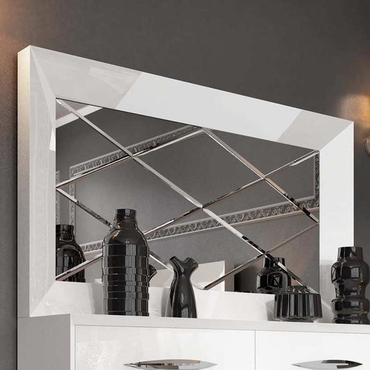 ESF Furniture - Miami Double Dresser Mirror in White - MIAMI-DOUBLE DR M