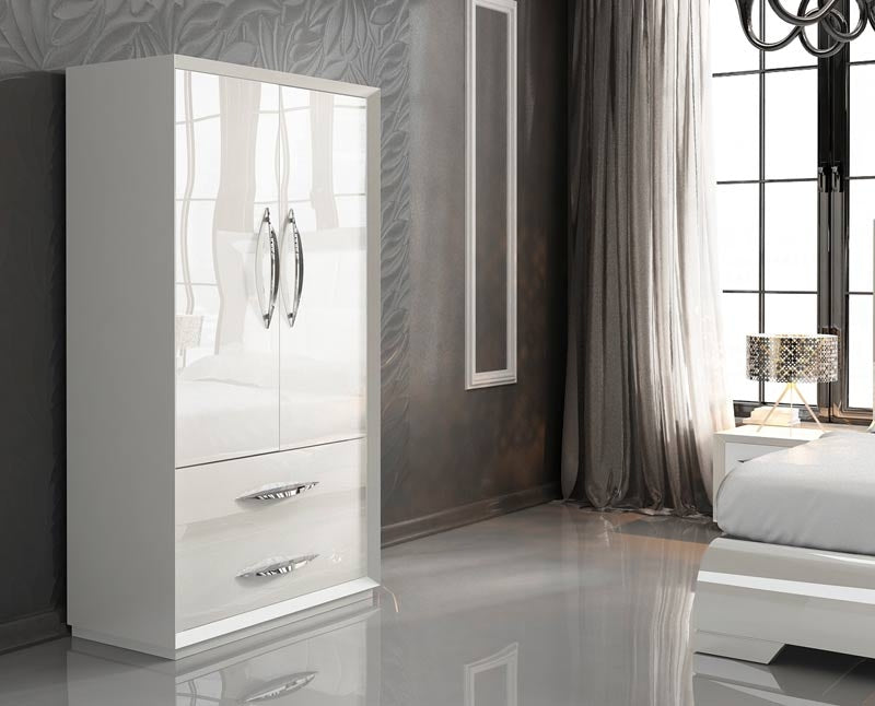 ESF Furniture - Miami 2-Door Wardrobe in White - MIAMI-2DOOR WARD ESF Furniture