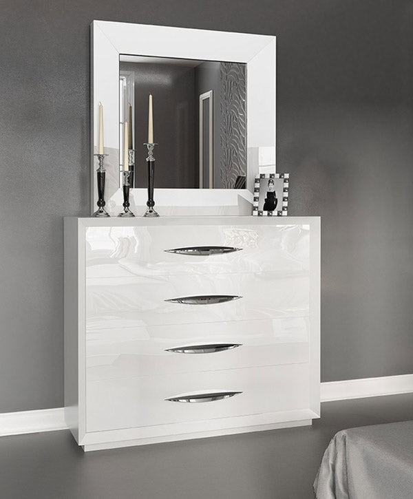 ESF Furniture - Miami Single Dresser and Mirror Set in White - MIAMI-SINGLE DR+M ESF Furniture