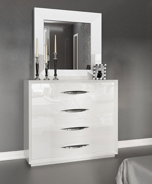 ESF Furniture - Miami Single Dresser and Mirror Set in White - MIAMI-SINGLE DR+M