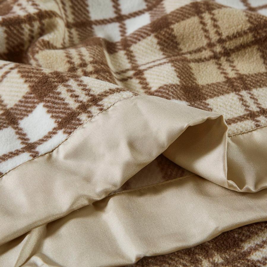 Micro Fleece Blanket King Tan Plaid Olliix.com