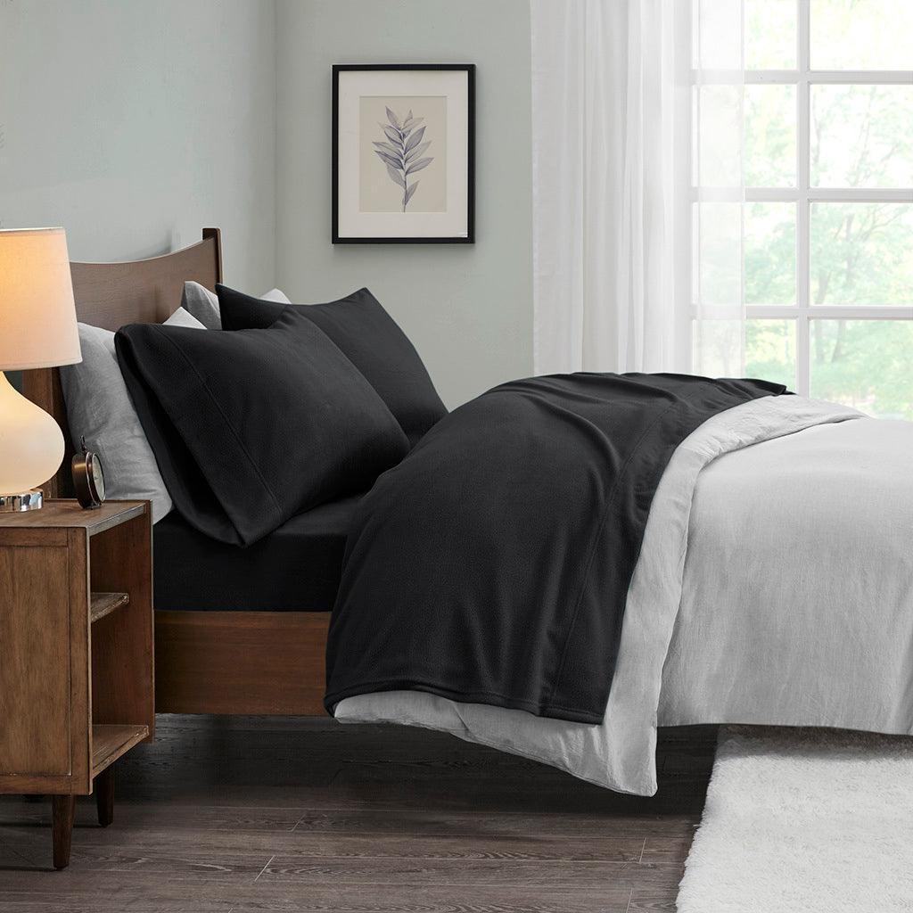 Micro Fleece California King Sheet Set Black Olliix.com