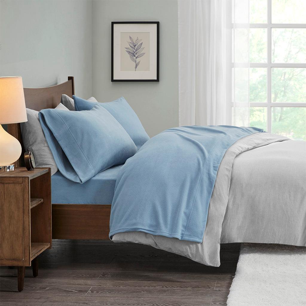 Micro Fleece California King Sheet Set Blue Olliix.com