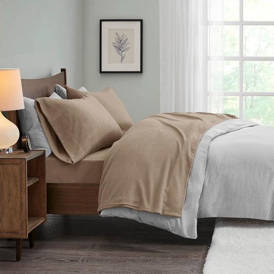 Micro Fleece California King Sheet Set Brown Olliix.com