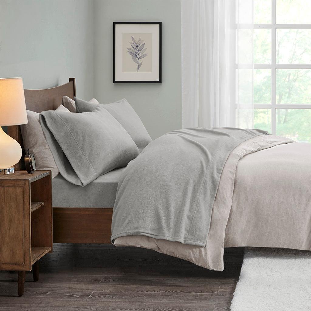 Micro Fleece California King Sheet Set Gray Olliix.com