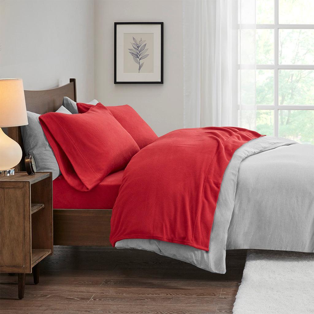 Micro Fleece California King Sheet Set Red Olliix.com