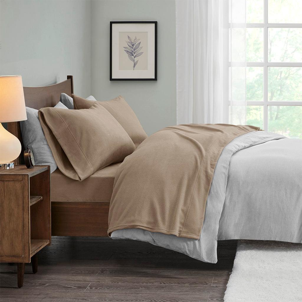 Micro Fleece King Kintted Sheet Set Brown Olliix.com