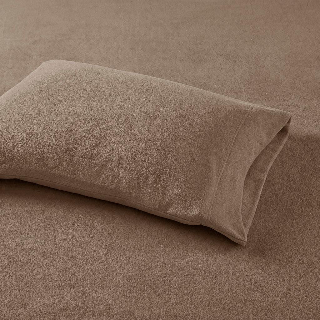 Micro Fleece King Kintted Sheet Set Brown Olliix.com