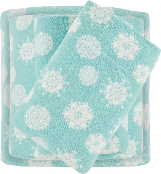 Micro Fleece Queen Kintted Sheet Set Blue Olliix.com