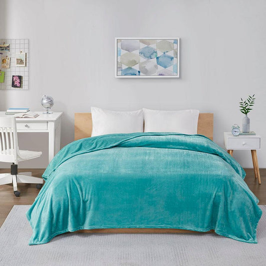 Microlight Casual Plush Oversized Blanket Full/Queen Aqua Olliix.com