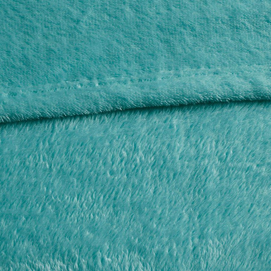 Microlight Casual Plush Oversized Blanket Full/Queen Aqua Olliix.com