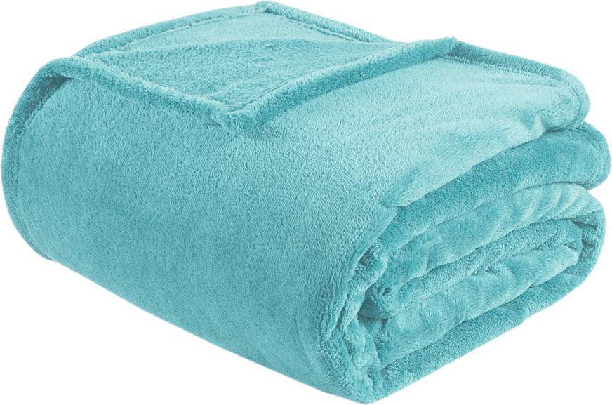 Microlight Casual Plush Oversized Blanket Full/Queen Aqua Olliix.com