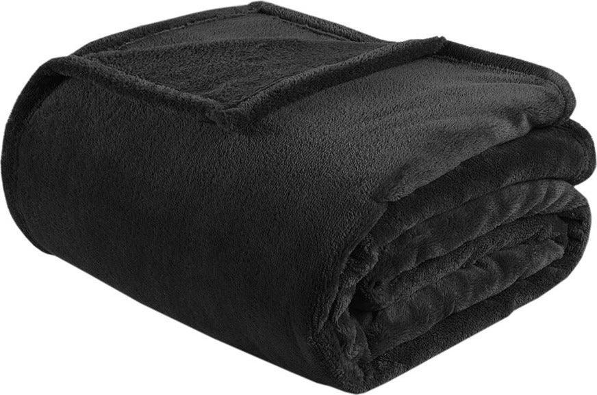 Microlight Casual Plush Oversized Blanket Full/Queen Black Olliix.com