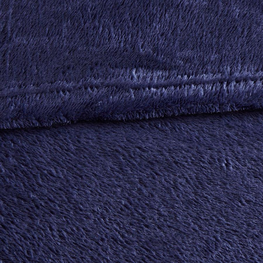 Microlight Casual Plush Oversized Blanket Full/Queen Navy Olliix.com