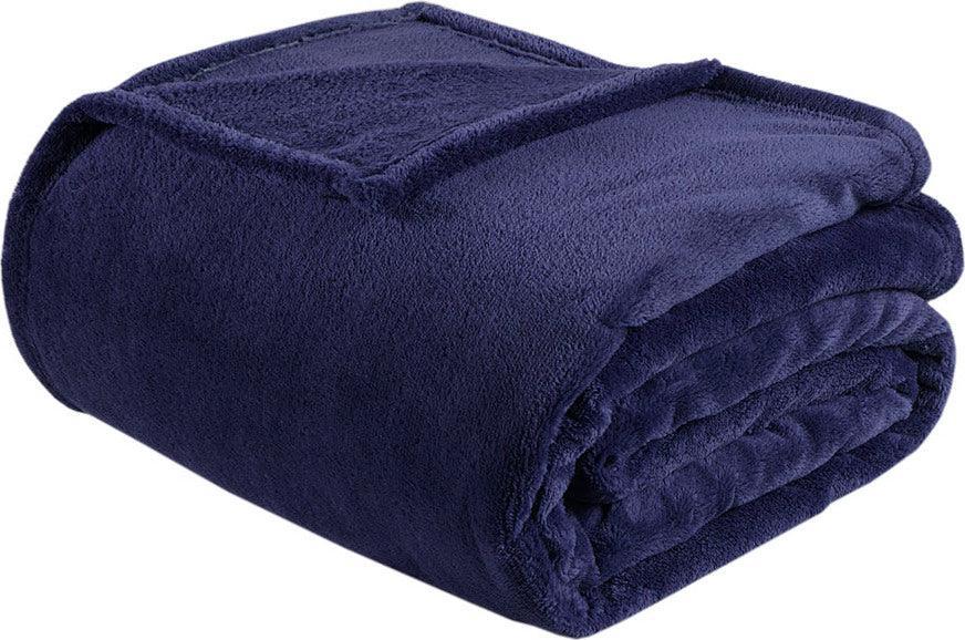 Microlight Casual Plush Oversized Blanket Full/Queen Navy Olliix.com