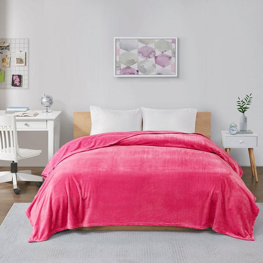 Microlight Casual Plush Oversized Blanket Full/Queen Pink Olliix.com