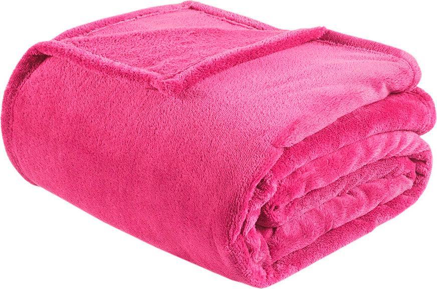 Microlight Casual Plush Oversized Blanket Full/Queen Pink Olliix.com