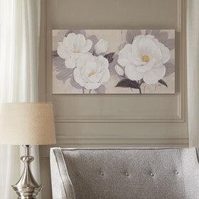 Midday Bloom Florals Paint Embellished Canvas White Olliix.com