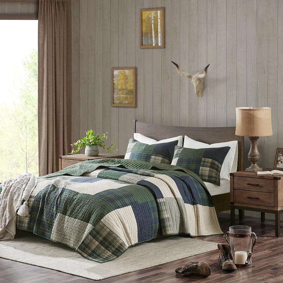 Mill Lodge/Cabin Creek Oversized Cotton Quilt Set Full/ Queen Green Olliix.com