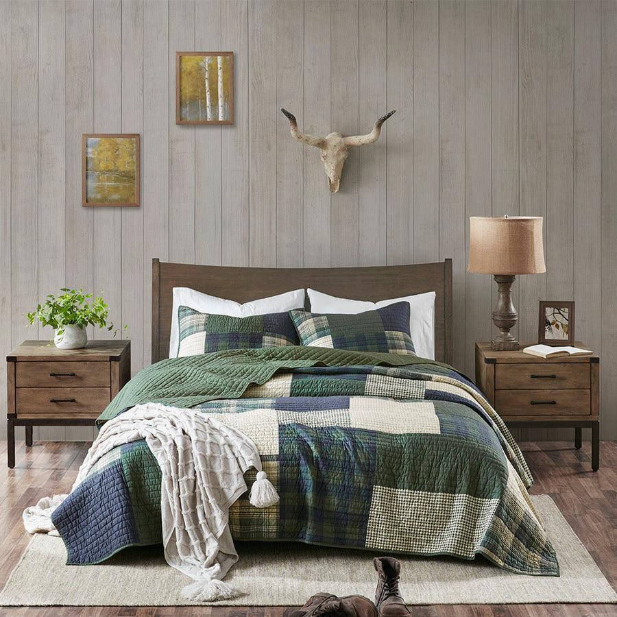 Mill Lodge/Cabin Creek Oversized Cotton Quilt Set Full/ Queen Green Olliix.com