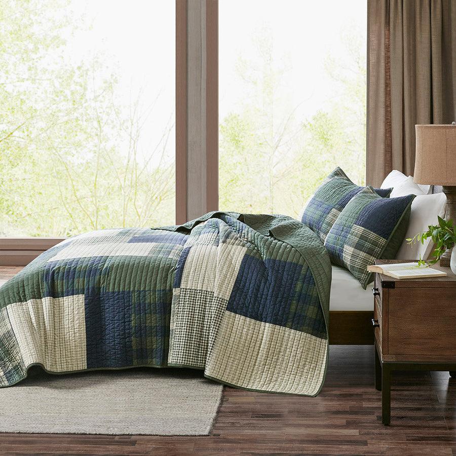 Mill Lodge/Cabin Creek Oversized Cotton Quilt Set Full/ Queen Green Olliix.com