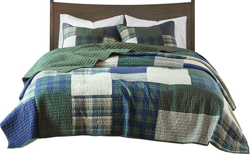 Mill Lodge/Cabin Creek Oversized Cotton Quilt Set Full/ Queen Green Olliix.com