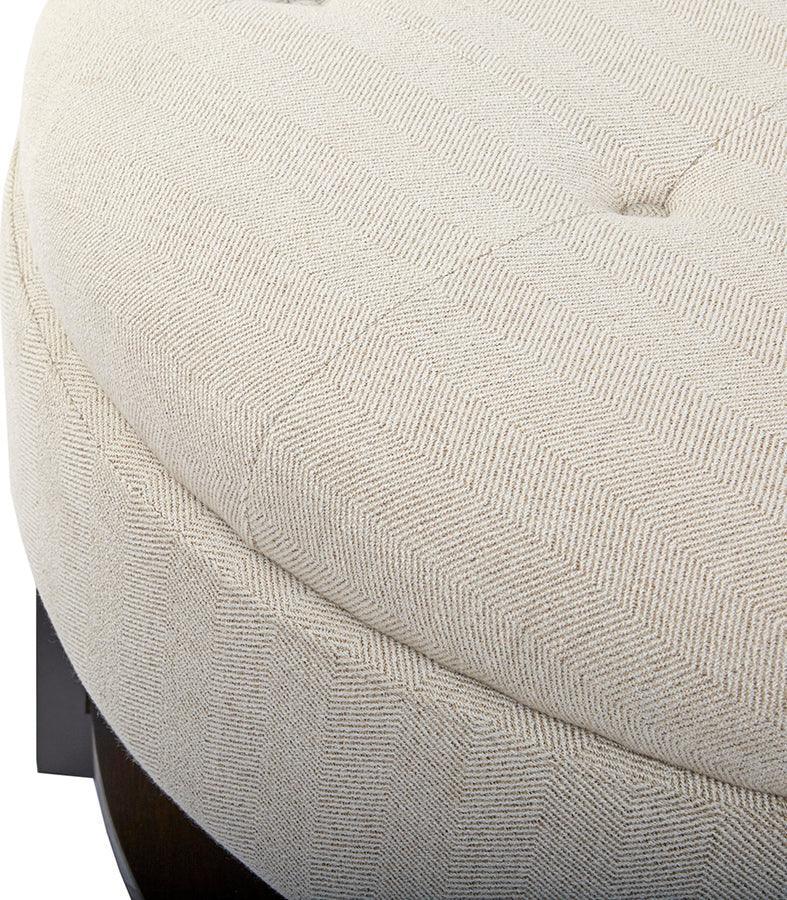 Miller Traditional Round Storage Ottoman DIA 36 x 20H" Cream & Brown Olliix.com