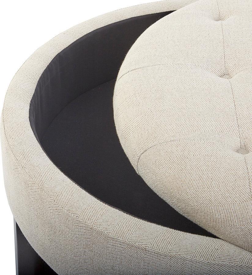 Miller Traditional Round Storage Ottoman DIA 36 x 20H" Cream & Brown Olliix.com