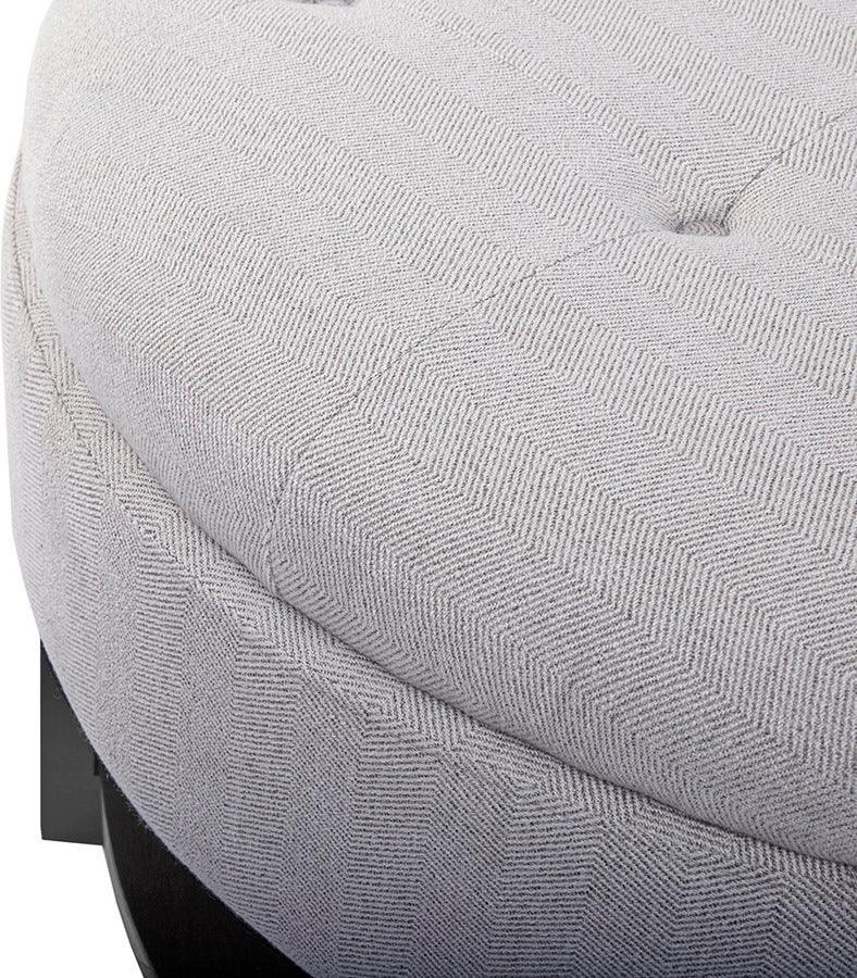 Miller Transitional Round Storage Ottoman Dia. 36" X 20" H Light Gray Olliix.com