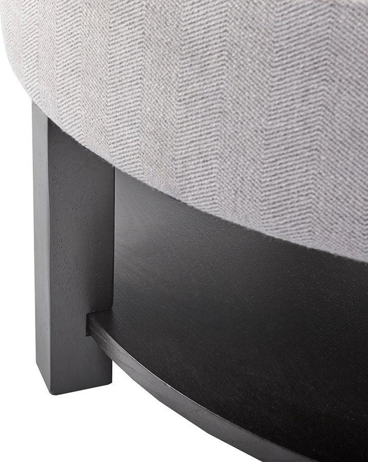 Miller Transitional Round Storage Ottoman Dia. 36" X 20" H Light Gray Olliix.com