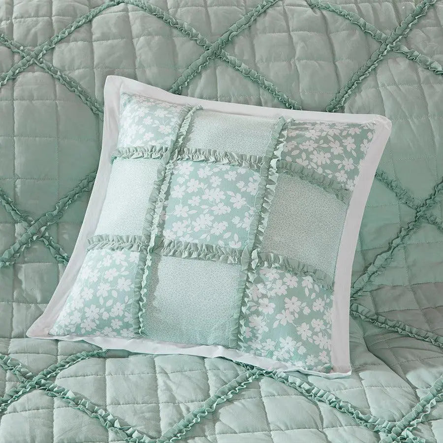 Mindy California King 9 Piece Cotton Cottage & Country Percale Comforter Set Seafoam Olliix.com