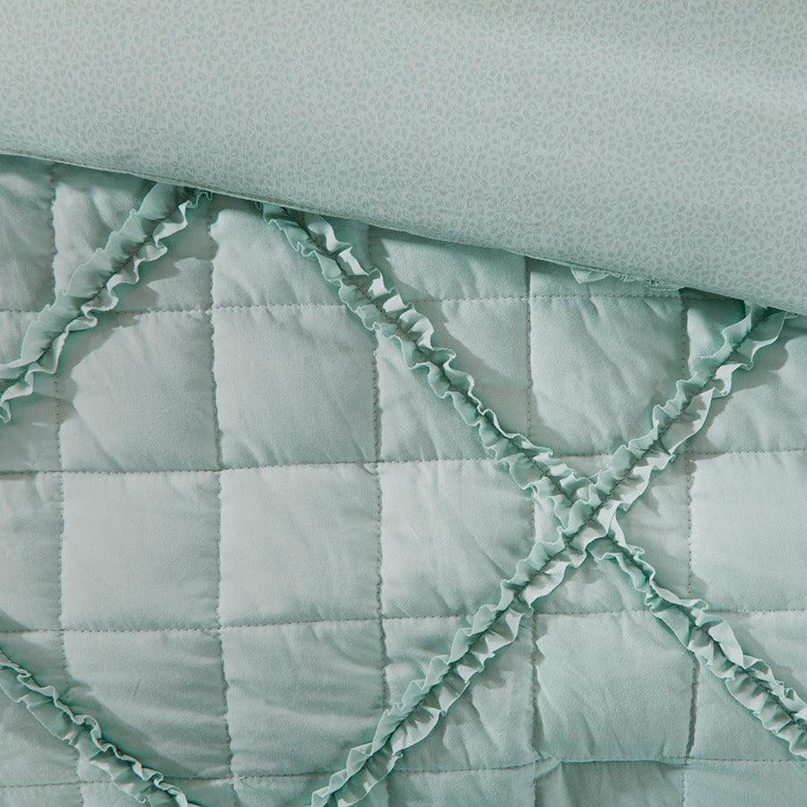 Mindy Queen 9 Piece Cotton Percale Comforter Set Seafoam Olliix.com