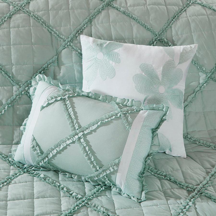 Mindy Queen 9 Piece Cotton Percale Comforter Set Seafoam Olliix.com