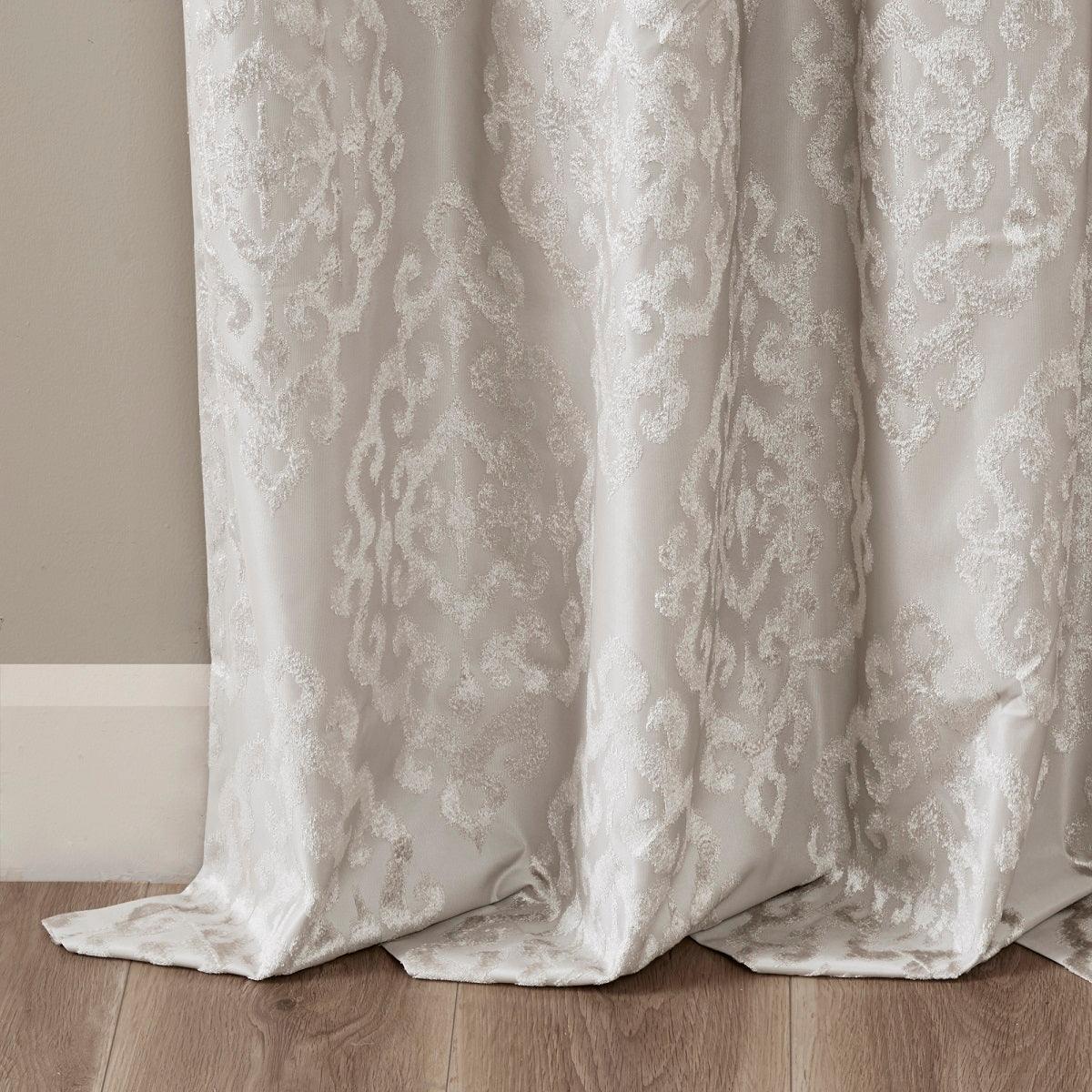 Mirage 108 H Knitted Jacquard Damask Total Blackout Grommet Top Curtain Panel Gray Olliix.com