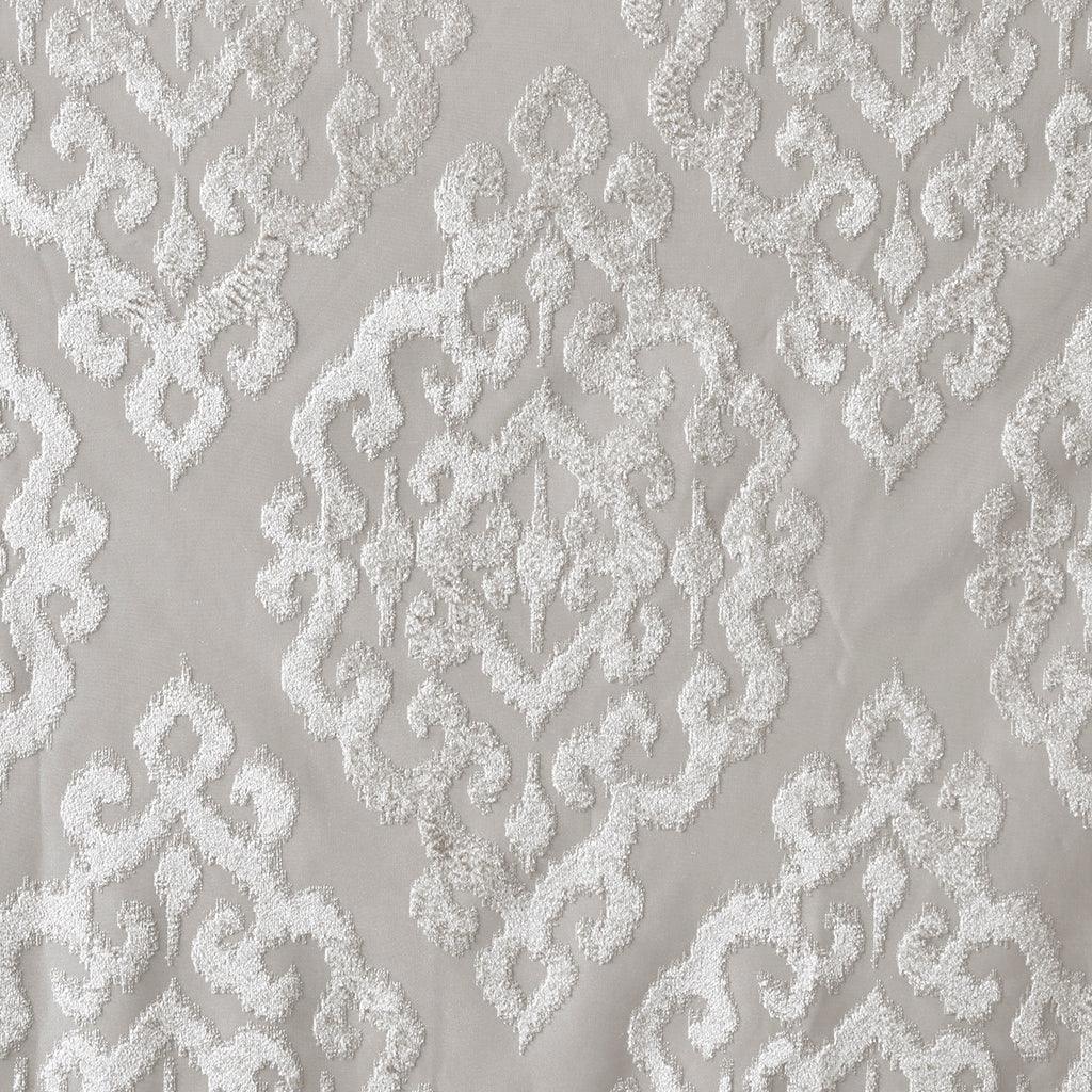 Mirage 108 H Knitted Jacquard Damask Total Blackout Grommet Top Curtain Panel Gray Olliix.com