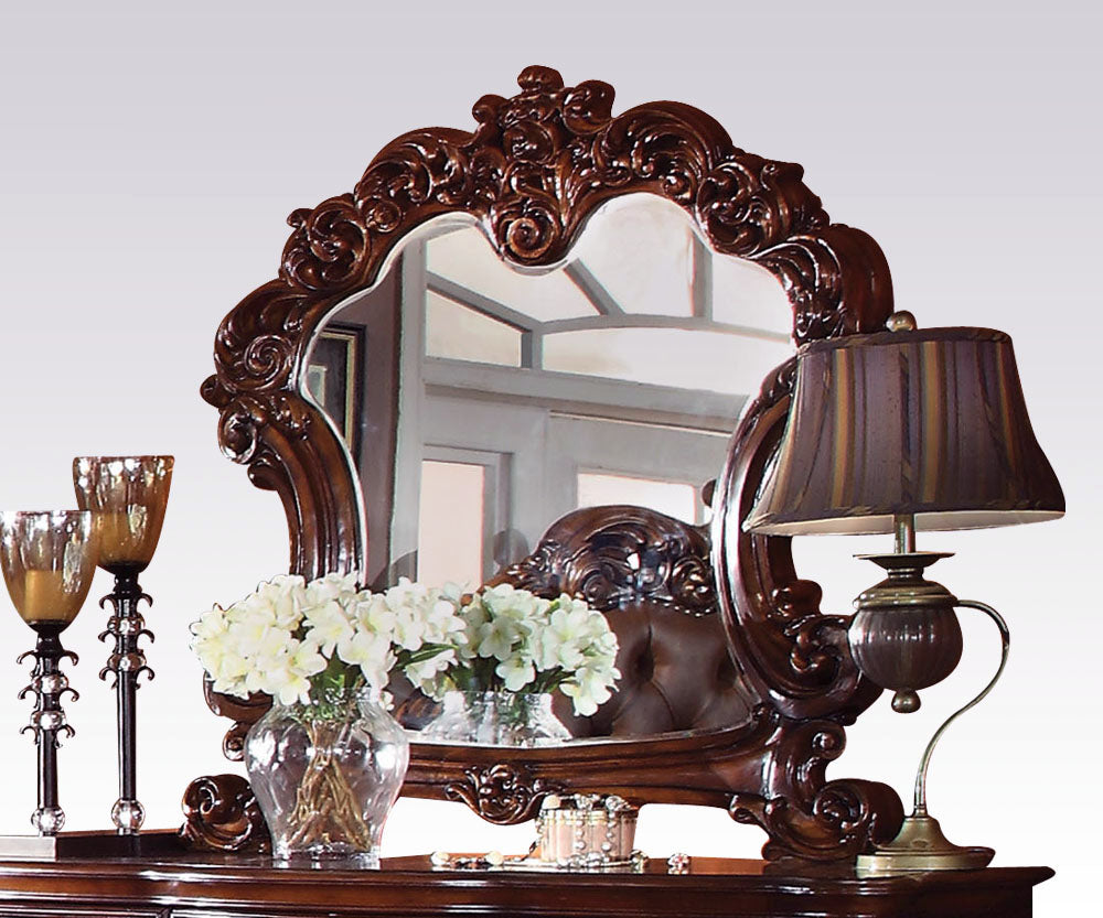 Acme Vendome Landscape Mirror with Intricate Details in Cherry 22004 ACME East