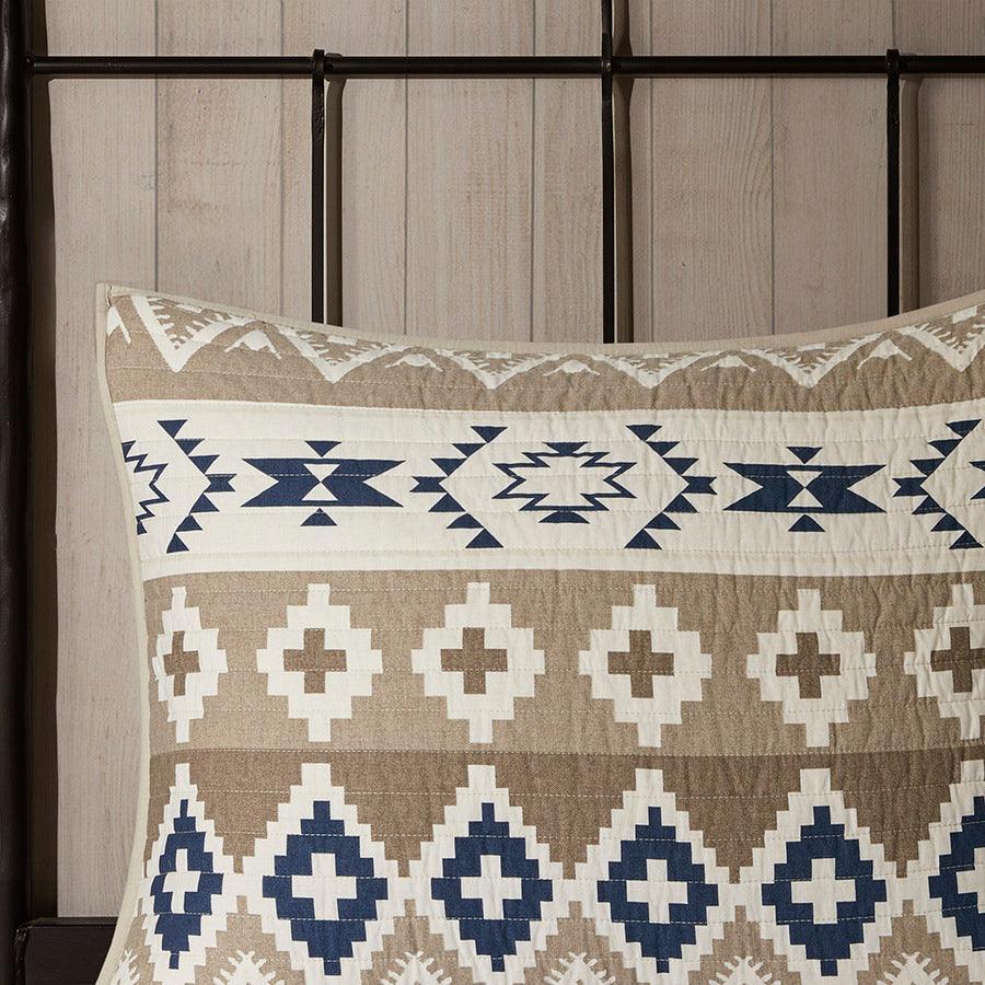 Montana Lodge/Cabin Printed Cotton Oversized Quilt Mini Set Full/Queen Tan Olliix.com