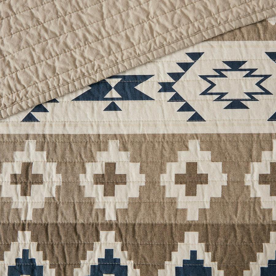 Montana Lodge/Cabin Printed Cotton Oversized Quilt Mini Set Full/Queen Tan Olliix.com