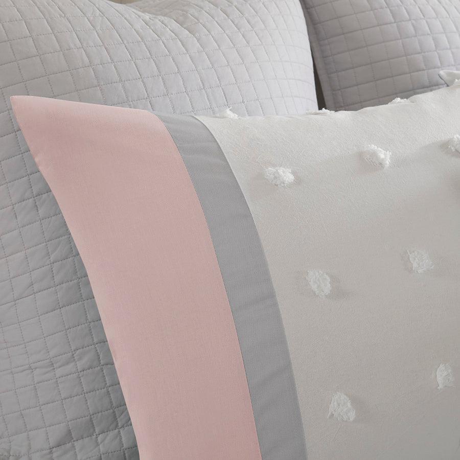 Myla Full/Queen 7 Piece Cotton Jacquard Comforter Set Blush Olliix.com