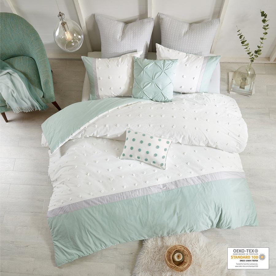 Myla Shabby Chic 7 Piece Cotton Jacquard Duvet Cover Set King/Cal King Ivory Olliix.com