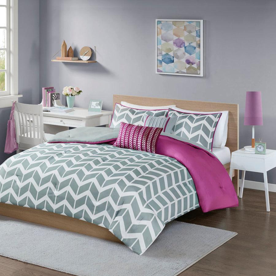 Nadia 20 " D Comforter Set Purple Full/Queen Olliix.com