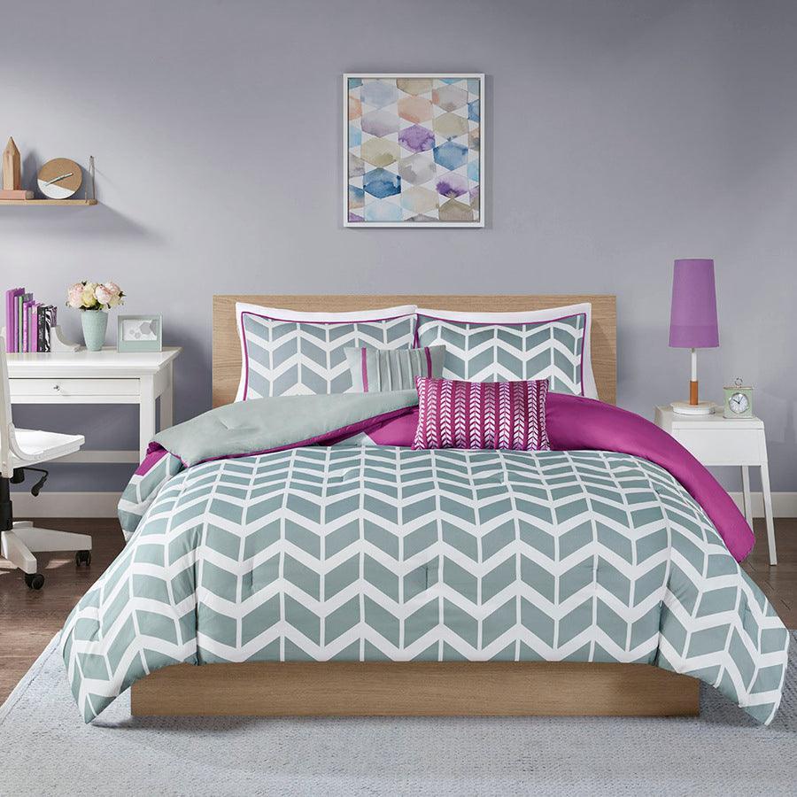 Nadia 20 " D Comforter Set Purple Full/Queen Olliix.com