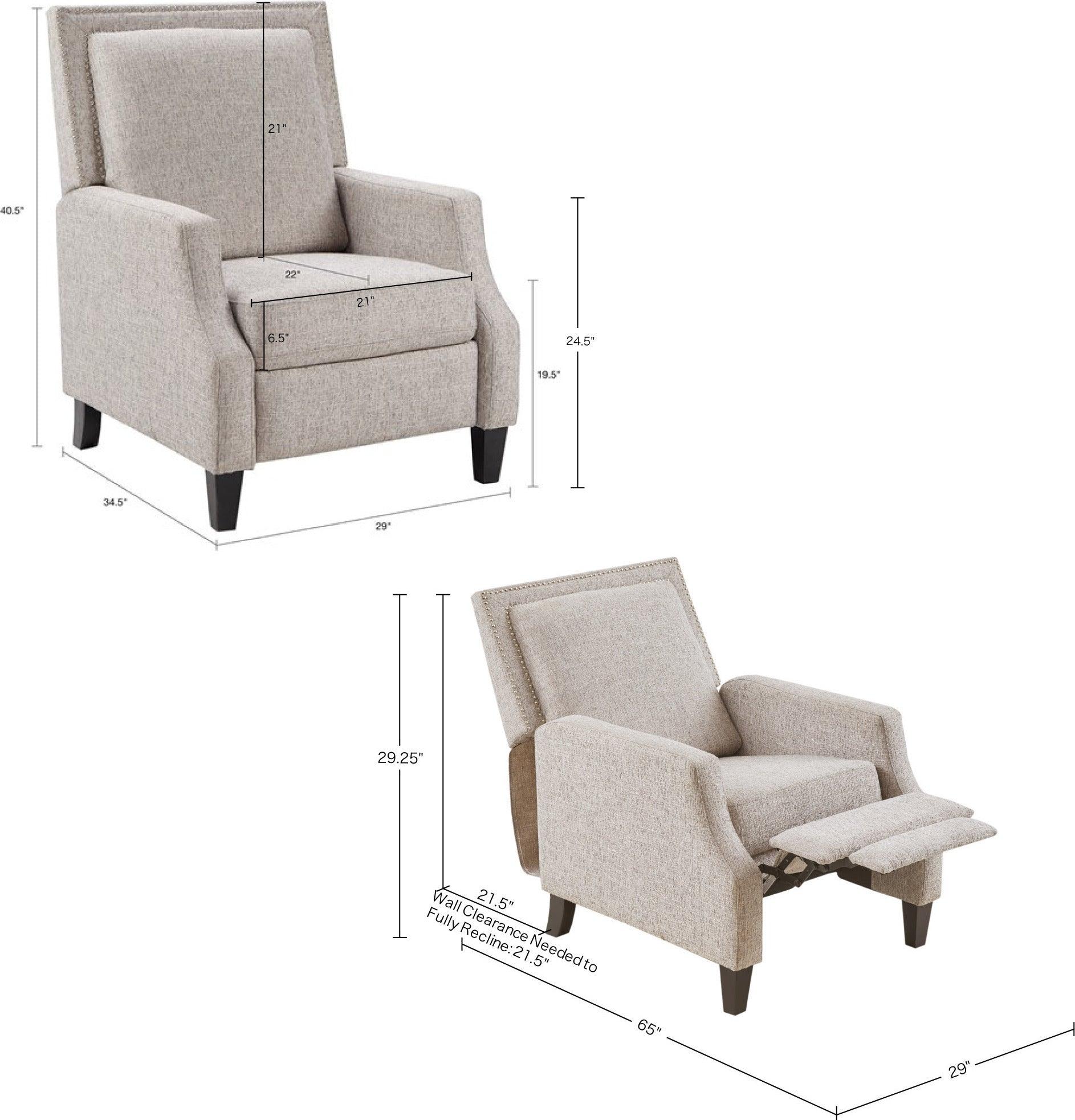 Naomi Push Back Recliner Gray Olliix.com