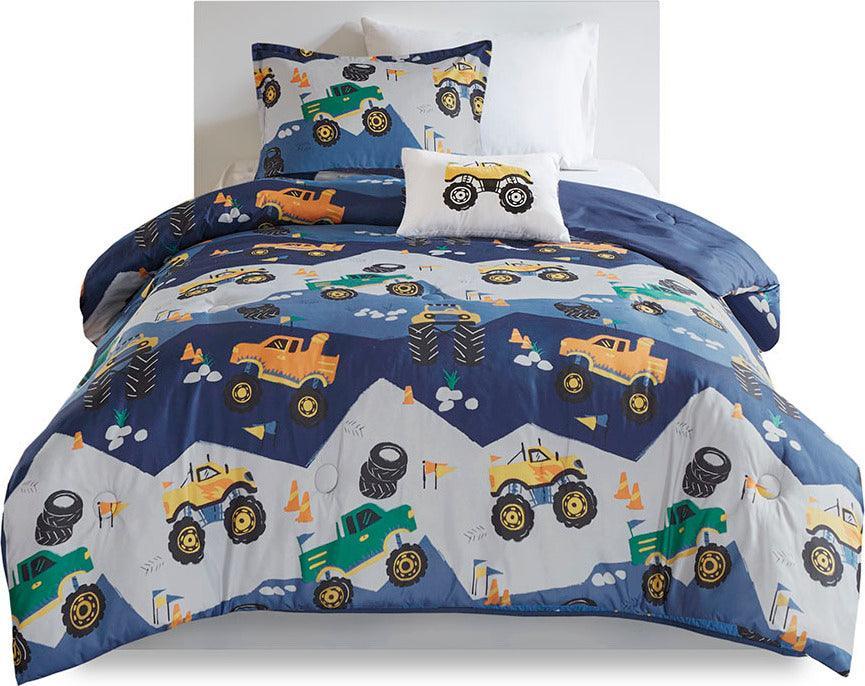 Nash Modern Monster Truck Comforter Set Blue Full/Queen Olliix.com