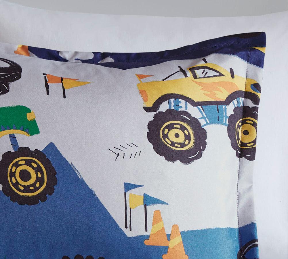 Nash Modern Monster Truck Comforter Set Blue Full/Queen Olliix.com