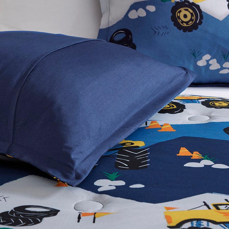 Nash Modern Monster Truck Comforter Set Blue Full/Queen Olliix.com