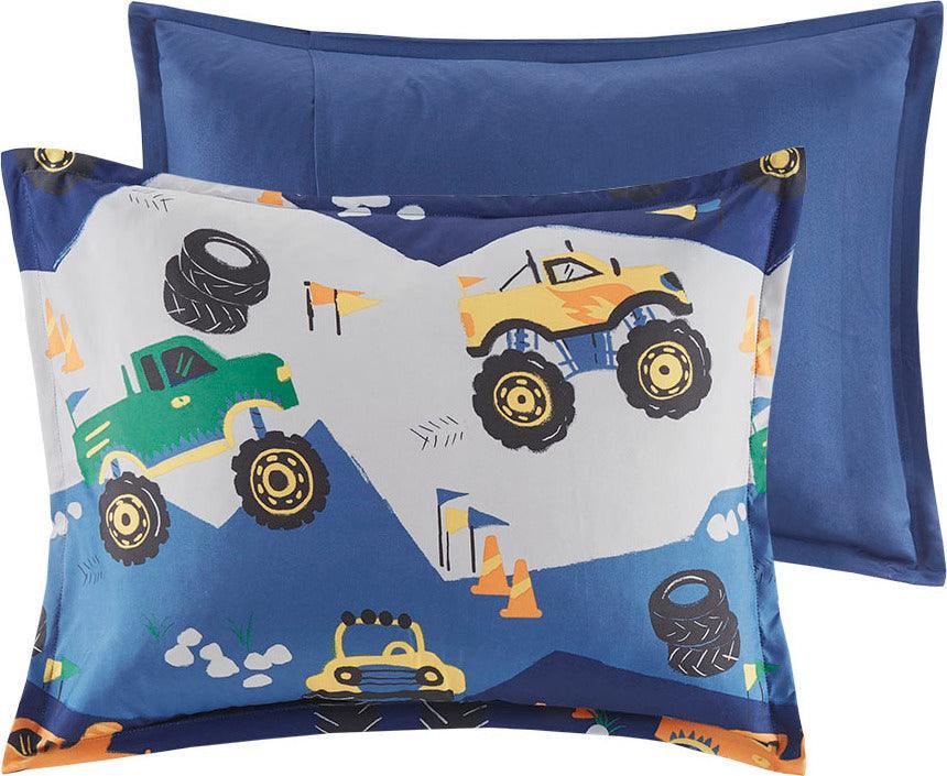 Nash Modern Monster Truck Comforter Set Blue Full/Queen Olliix.com