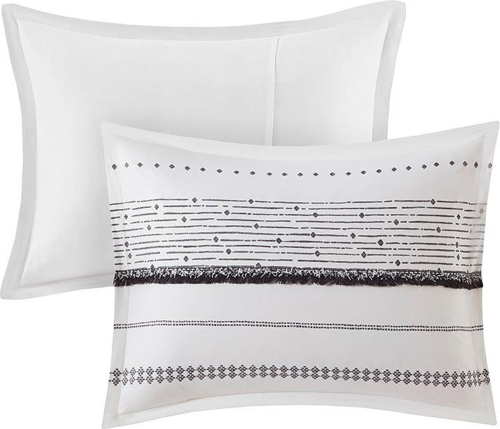 Nea Cotton Printed Comforter Set with Trims Black & White Full/Queen Olliix.com