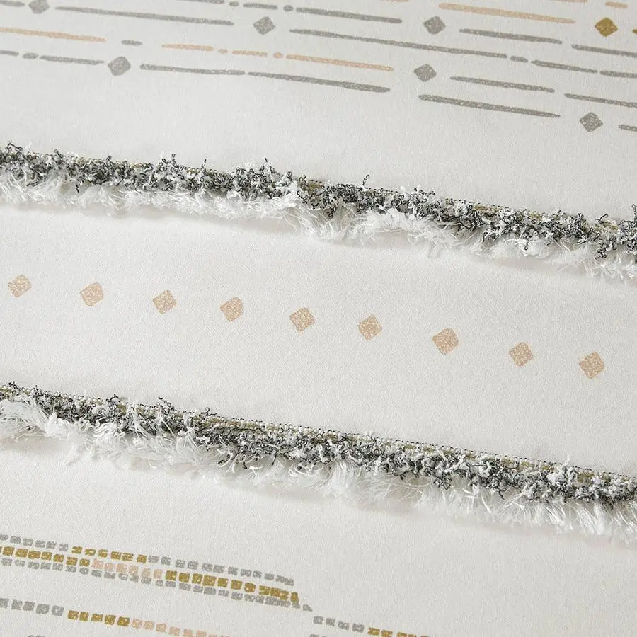 Nea King/California King Cotton Printed Duvet Cover Set with Trims Multicolor Olliix.com